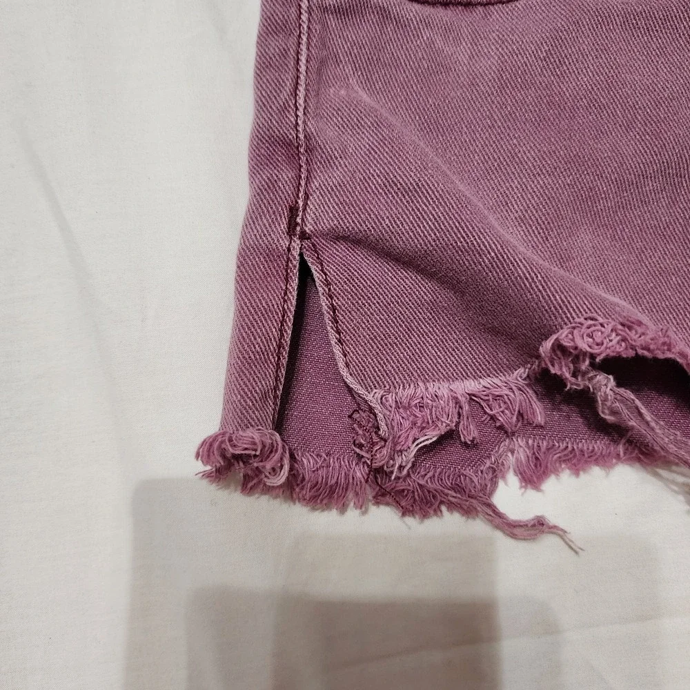 Free People Womens 24 Purple Distressed Zipper Fly Raw Hem Shorties